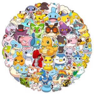 Lot de 50 Autocollants Pokémon – Style Kawaii