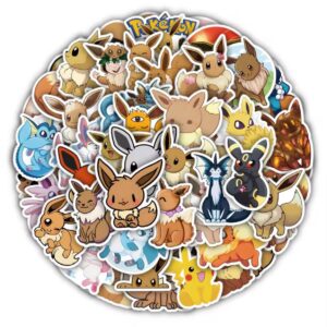 Lot de 50 Autocollants Pokémon – Evoli & ses Évolutions